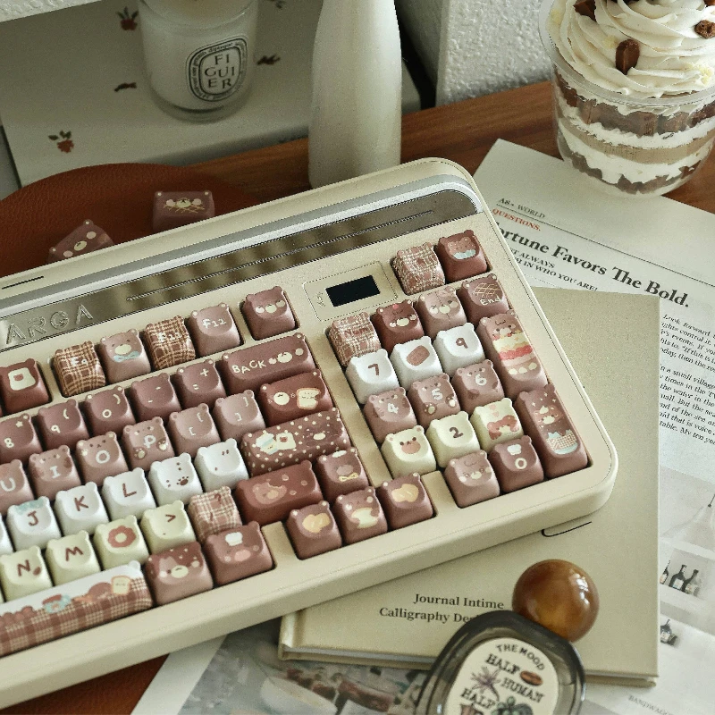 Imagem -02 - Mifuny Bonito Urso Cabeça Keycaps Pbt Corante Sub Teclado Bonés Urso Perfil Tampas de Chave de Jogos Acessórios de Teclado Mecânico para Presente