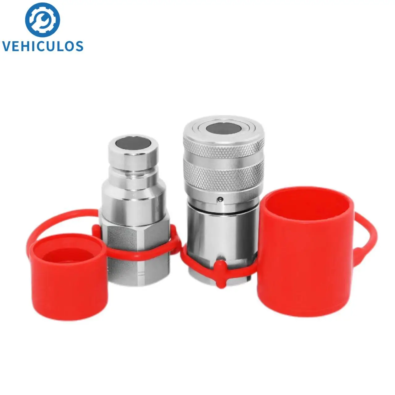 

Flat Face High Flow Skid Steer Hydraulic Quick Connect Couplers/Couplings Set, 3/4" Body x 3/4" NPT, w/Dust Caps Accessories