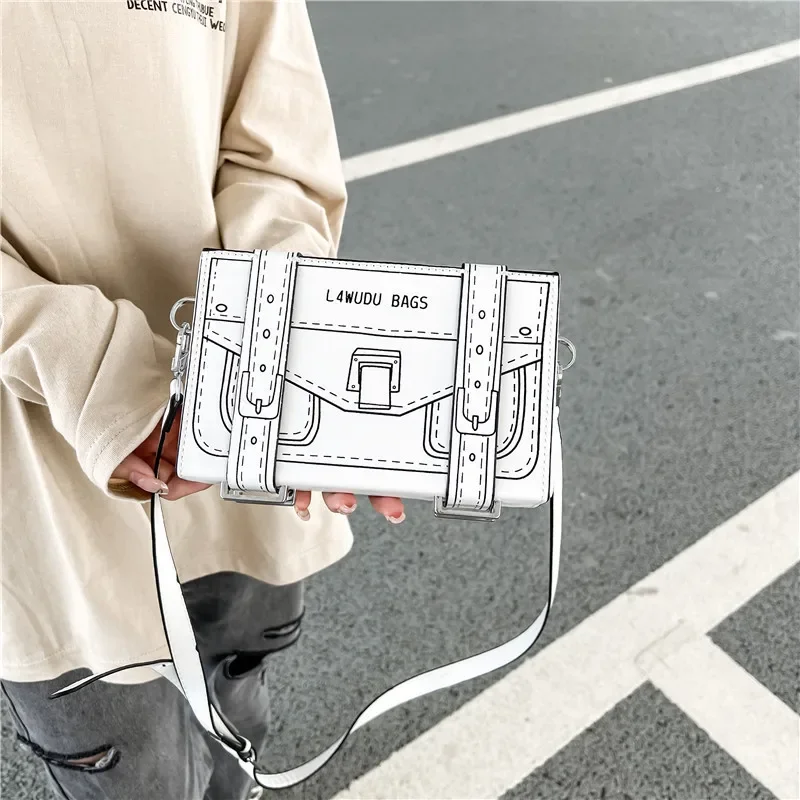 Animation Mini Small Square Bag New Fashion Shoulder Crossbody Casual Simple Design Sense Purses and Handbags Man Creative Funny