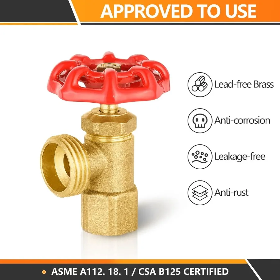 30 عبوة من صمام تصريف الغلاية النحاسي مع مدخل FIP أنثى أنثى 2 بوصة وخيط خرطوم ذكر 4 بوصة (MHT) مثالي لـ Res #3