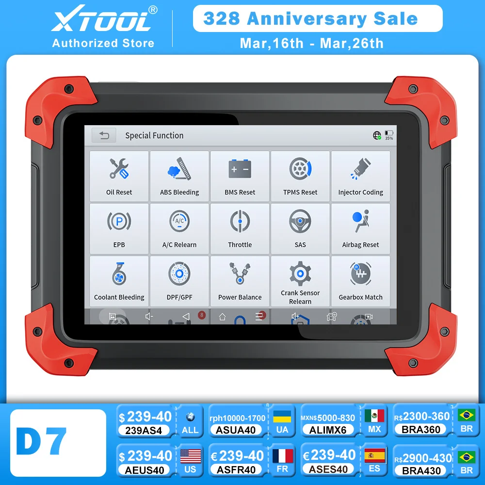 XTOOL D7 Automotive Tools ECU Coding Bidirectional All System Car Diagnostic Tools Key Programmer Built-in CANFD 36 Services