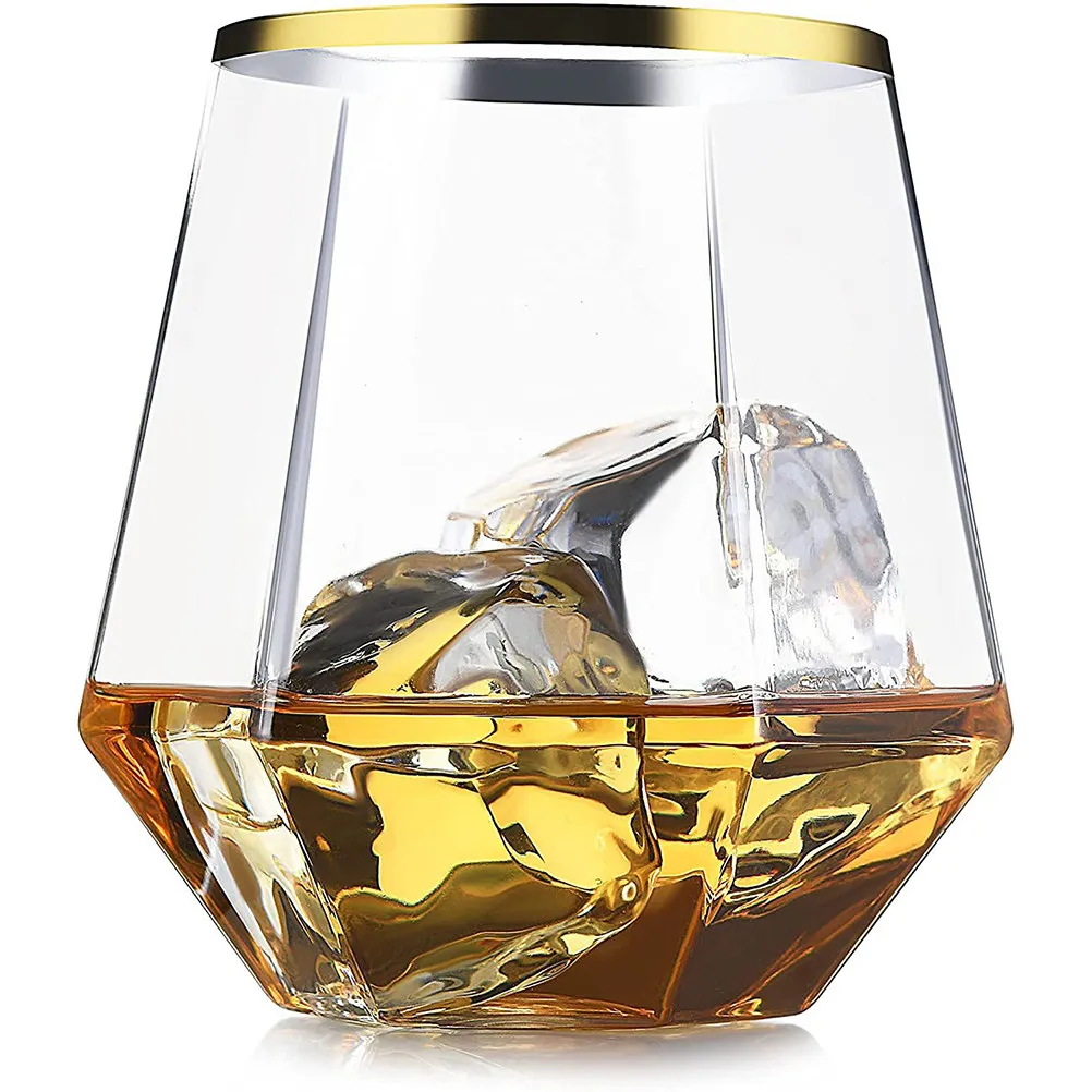 

6pcs Golden Edge Whiskey Cups Clear Cocktail Glasses Bar Supplies Party Drinkware Easy Clean Storage Friendly Wine
