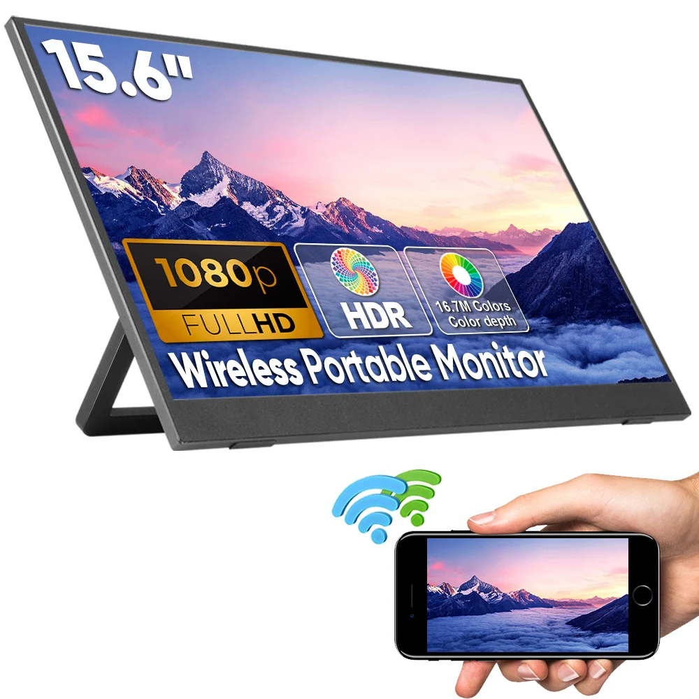 

Заводские продажи на заказ, прямой дизайн, беспроводной портативный экран, 15,6-дюймовый мобильный монитор-удлинитель для ноутбука