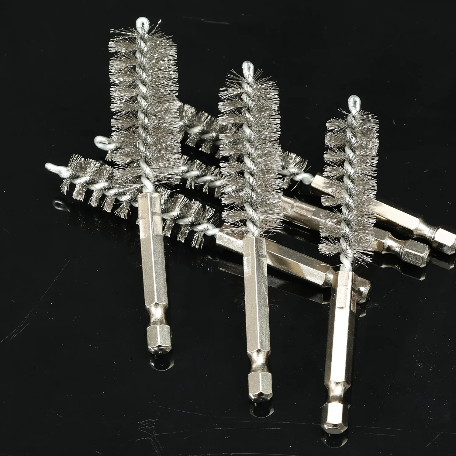 6-12 قطعة الفولاذ المقاوم للصدأ سداسية بار فرشاة سلك إزالة الأزيز البولندية الصدأ إزالة أداة الحفر سلك أنبوب آلات تنظيف فرشاة #3