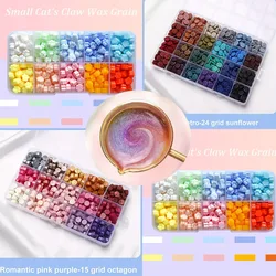 10/15/24pcs Box Color Sealing Wax Check Wax Craft Stamp Sealing Wax Cat's Paw Cherry Blossom Star Sunflower Polygonal Grain
