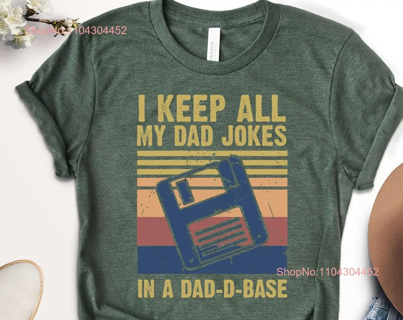 I Keep All My Dad Jokes In A Base T Shirt Dadabase Father's Day Retro Vintage New long or short sleeves