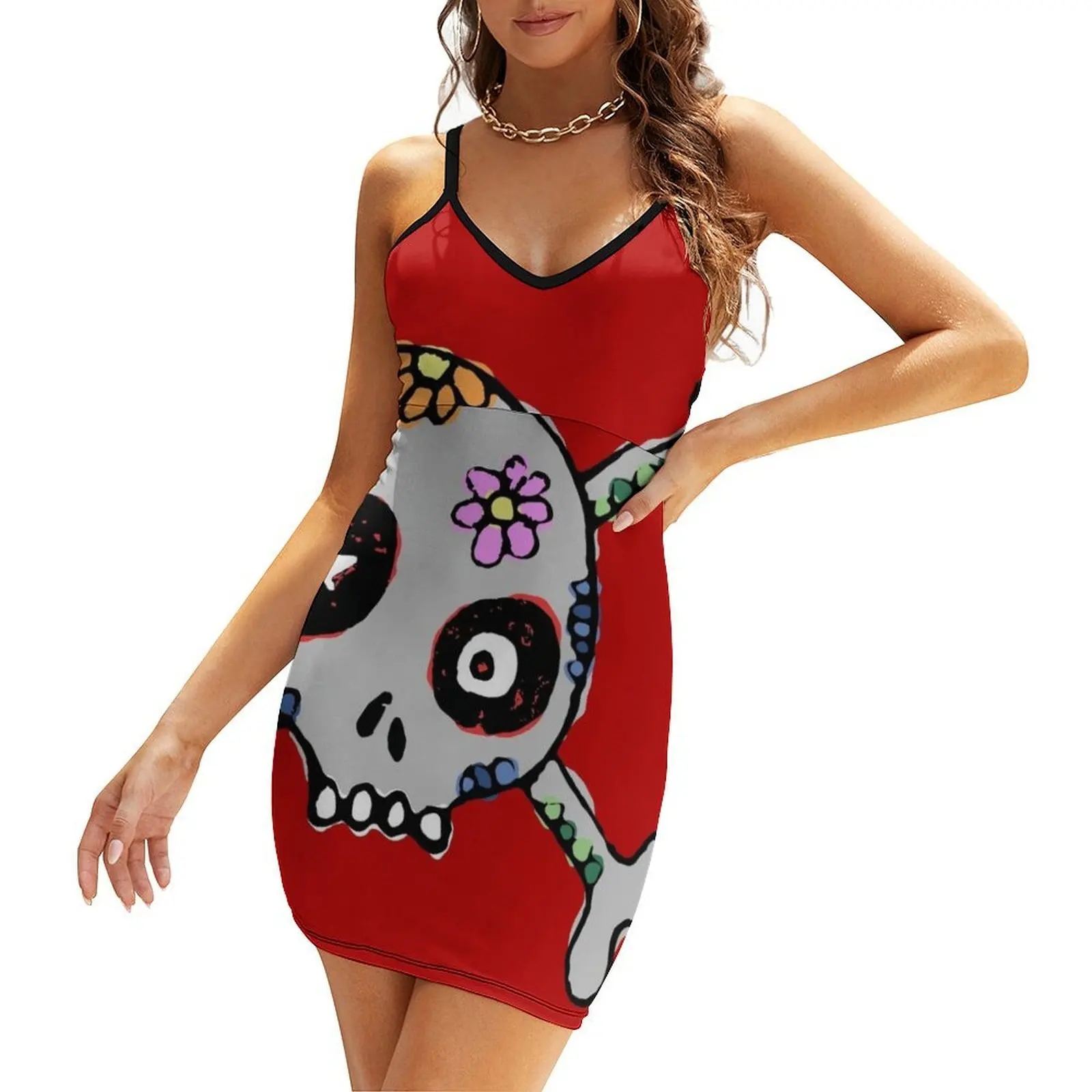 

Skull and Cross Bones Sling Dress summer dress womens 2025 women evening dress Bridesmaid woman