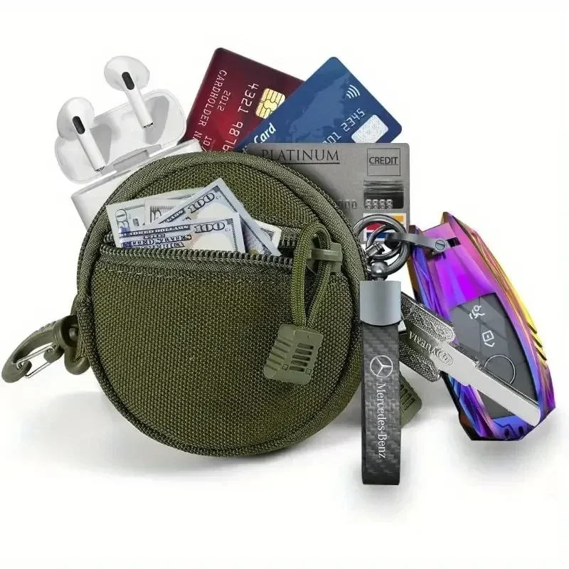 محفظة عملات معدنية كاجوال جديدة للرجال في الهواء الطلق، جيب صغير محمول للعملات المعدنية، محفظة مفاتيح، محفظة بسحاب دائري