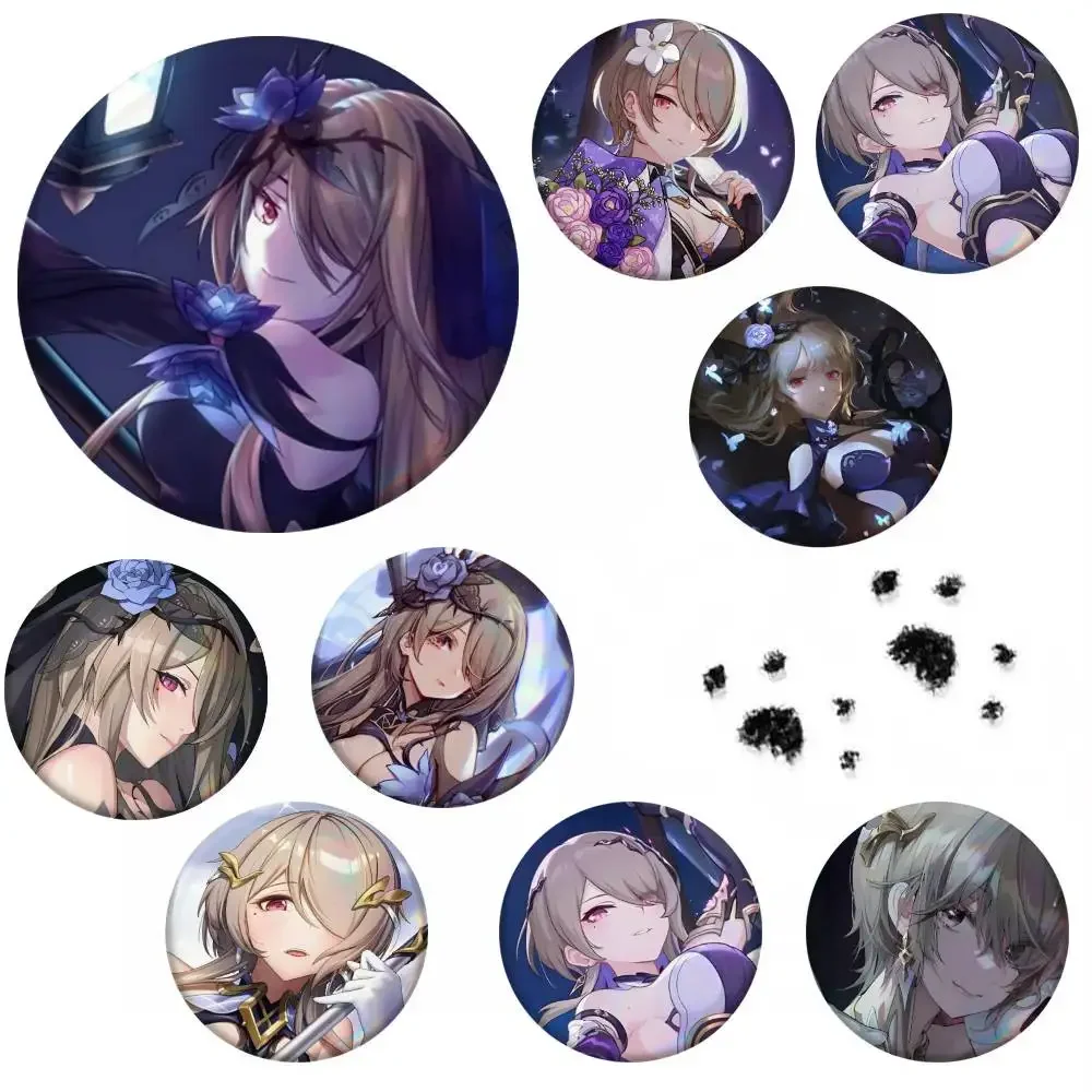 Houkai 3rd Rita Rossweisse Game Badge Tinplate Meme Round Brooch For Hat Bag Creative Lapel Jewelry Accessories Gifts