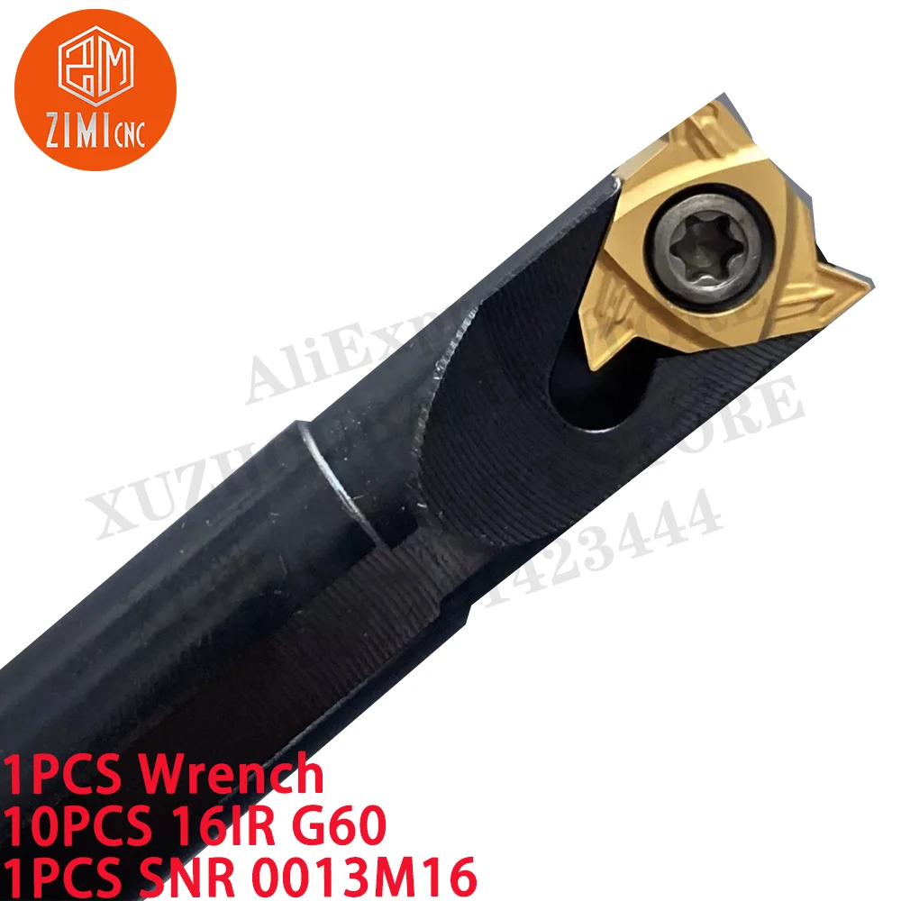 1 قطعة SNR0013M16 حامل أداة تثبيت الخيوط للمخرطة مقاس 13*150 مم + 10 قطع 16IR G60 حشوات كربيد مخرطة معدنية لأداة CNC أداة قطع ميكانيكية