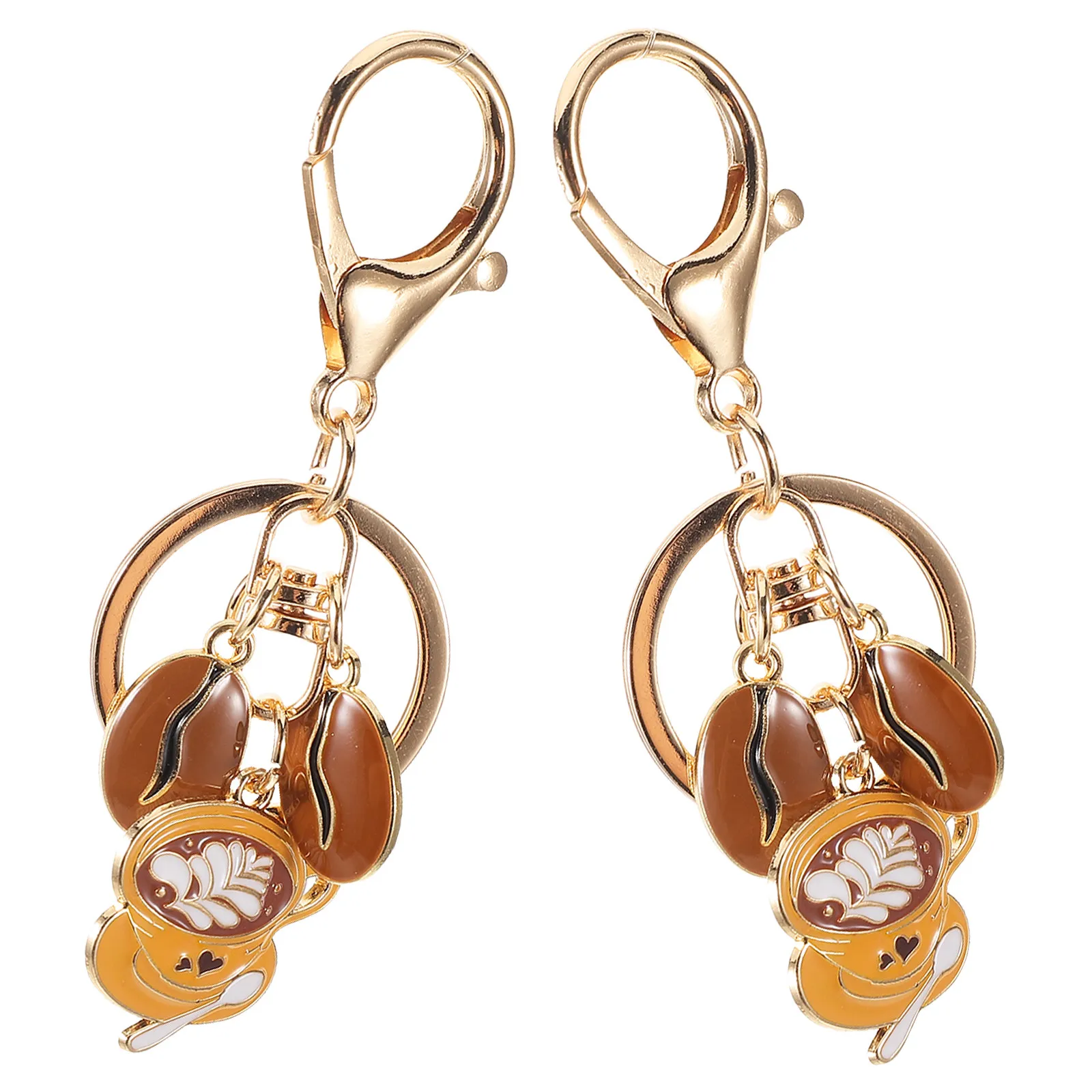 Porte-clés pour amateurs de café, 2 pièces, construction en alliage de zinc, résistant à l'usure, souvenir mémorable pour les anniversaires et les événements