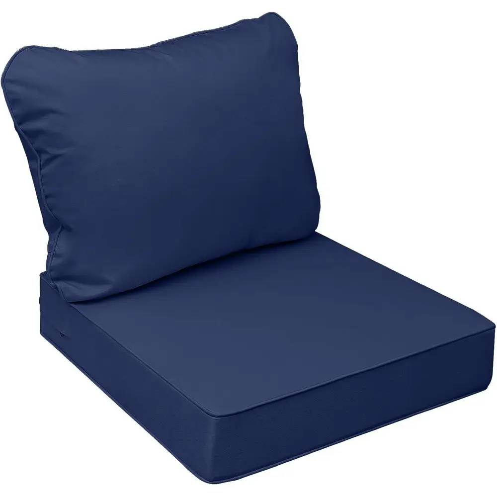 Durable Water-Resistant Outdoor Seat Cushions, Navy Blue, Set of Two Sizes: 24x24x5 and 24x19