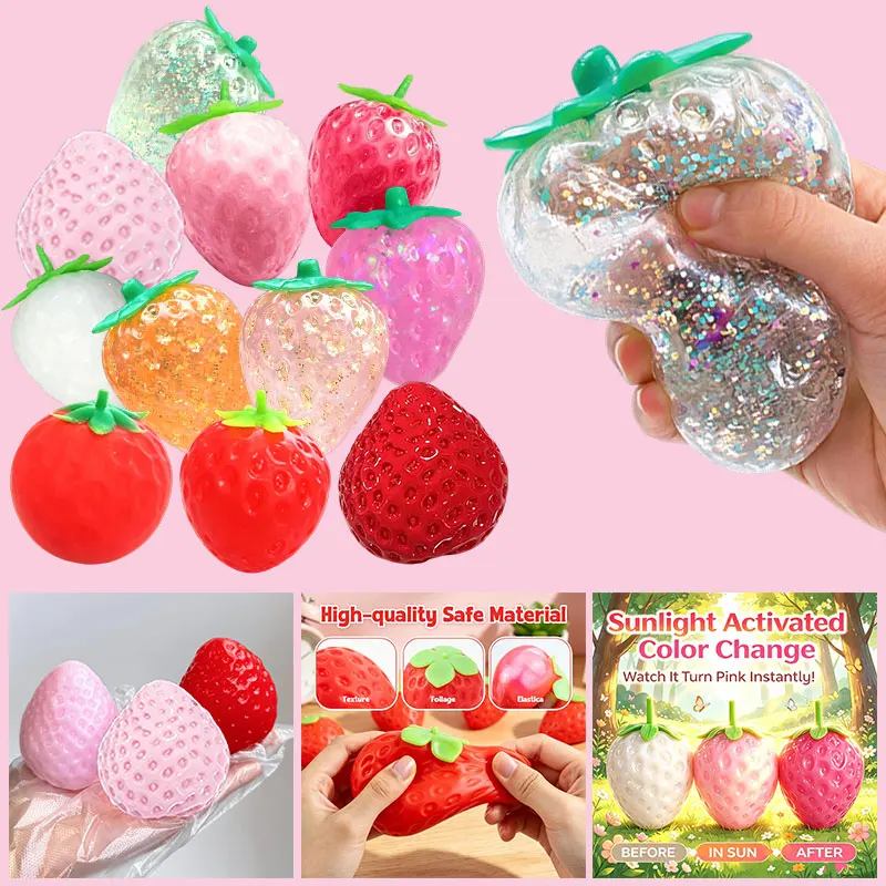 Cream Fruit Squeeze Strawberry Sticky Squishy Toy Slow Rebound Elastic Desk Accessory Stress Relief Adult Entertainment Hand Toy