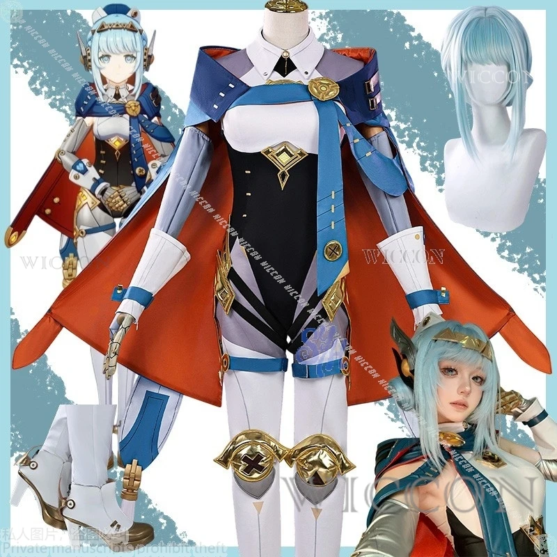 

Genshin Impact Ineffa Cosplay Anime Game Costume Kawaii Punk Y2K Jumpsuit + Cape + Sexy Robot Shoes Halloween Christmas Party