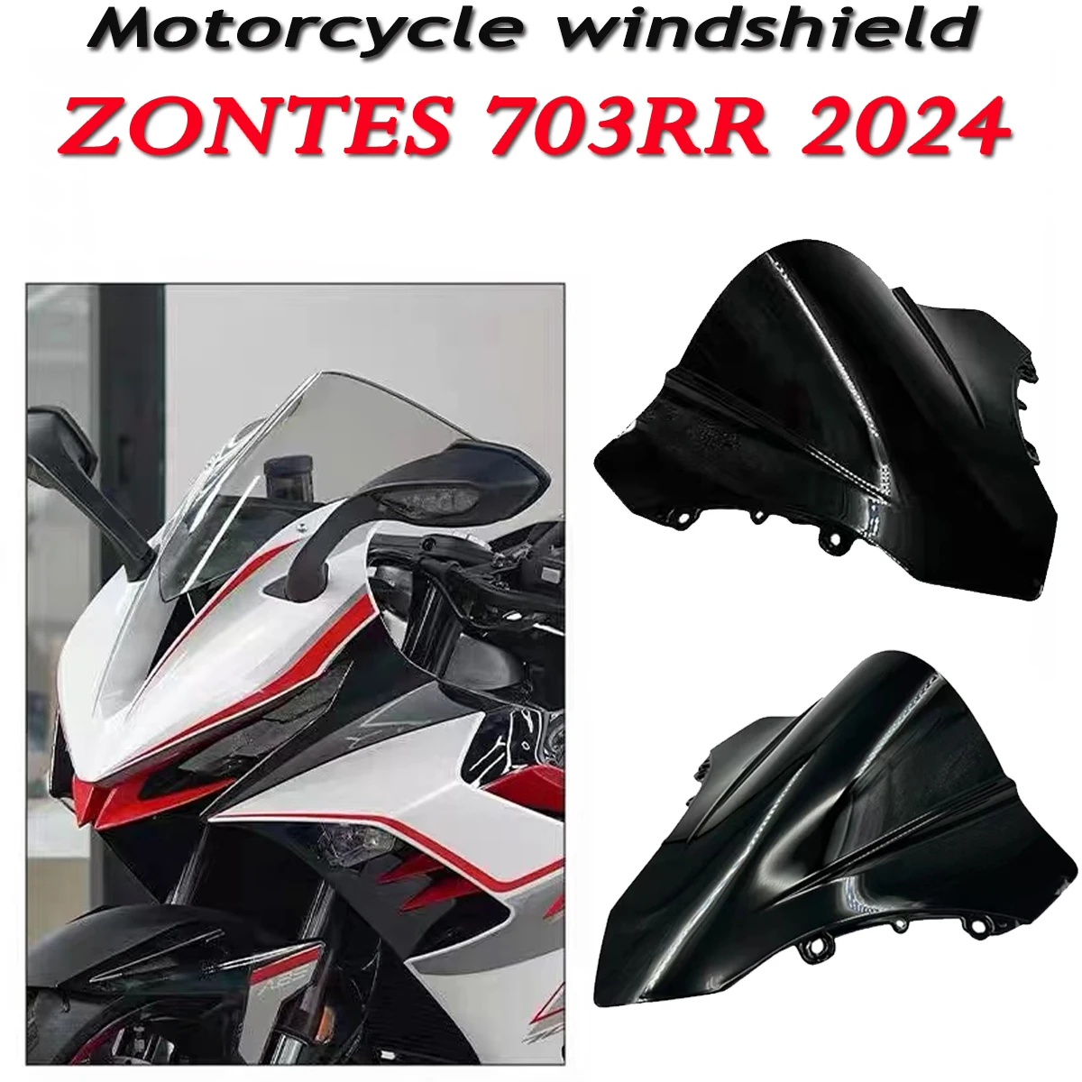 Motorcycle windshield with increased height competitive windshield with thickened diffuser Fit For ZONTES 703RR 2024 703 RR