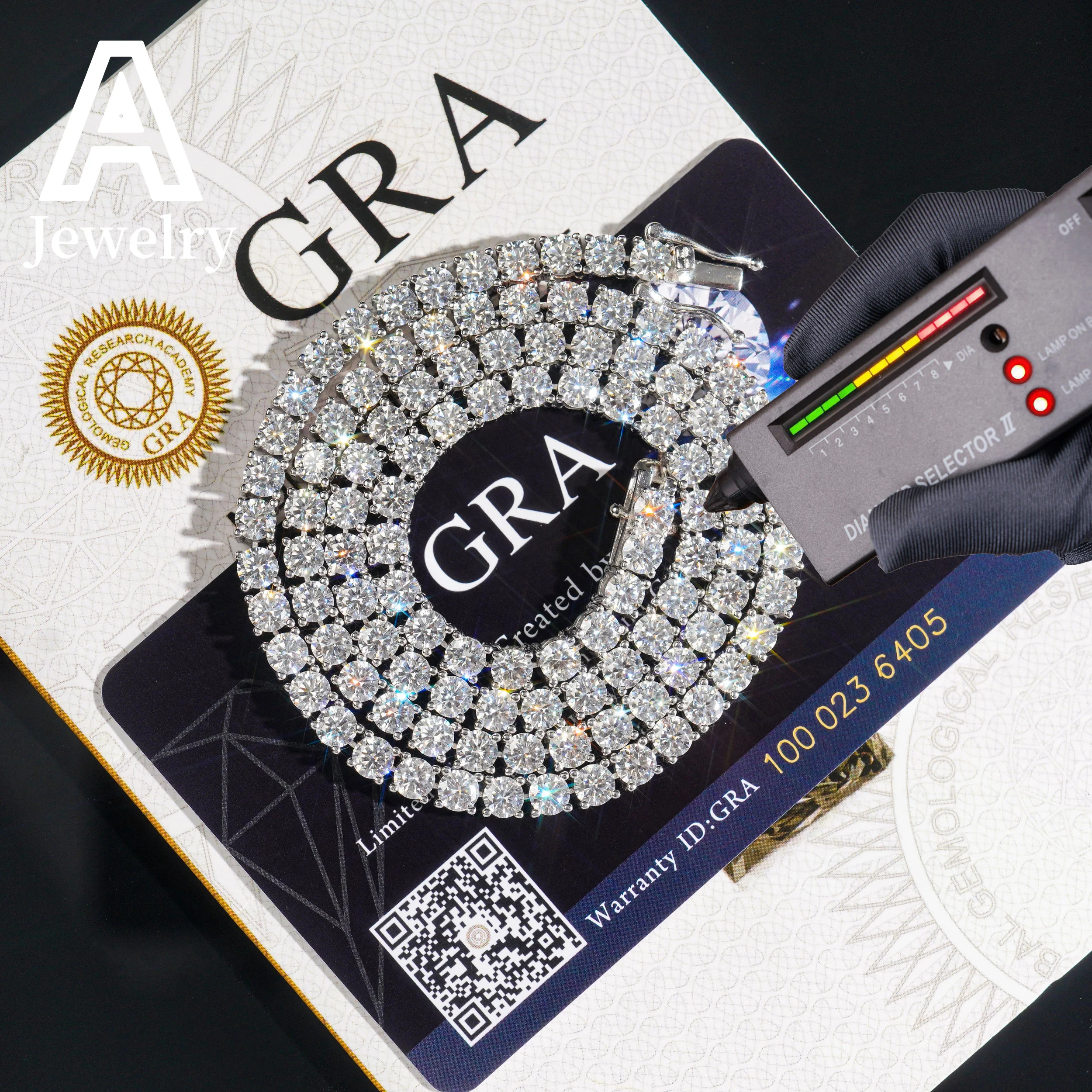 Pass Diamond Tester GRA Certificate 3MM Hip Hop Tennis Necklace Bracelet 925 Sterling Silver VVS Moissanite Tennis Chain