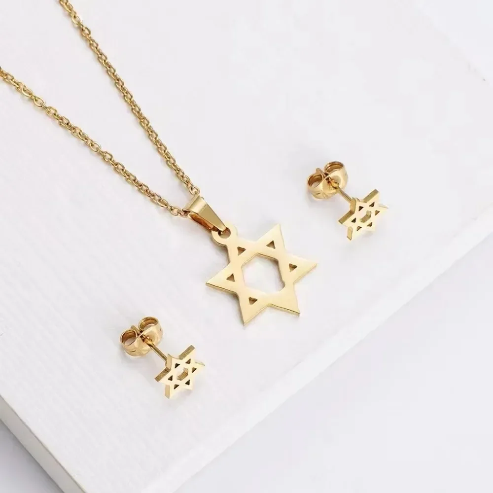 new Star of David Pendant Necklace for Women Stainless Steel Jewish Symbols Necklace Men's Religious Amulet Jewelry Accessories