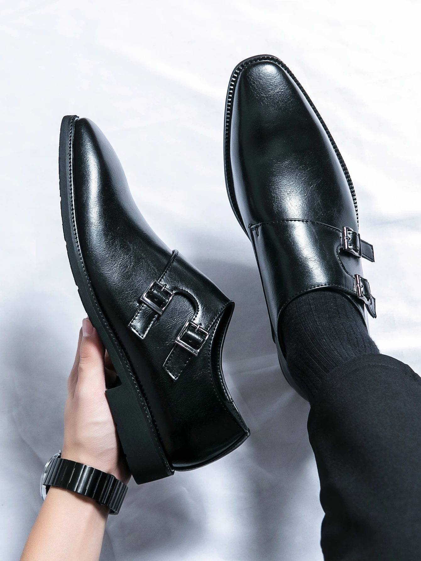남성 몽크 스트랩 가죽 구두 포인티드 토 버클 드레스 - Monk Strap Shoe 리뷰 및 가격