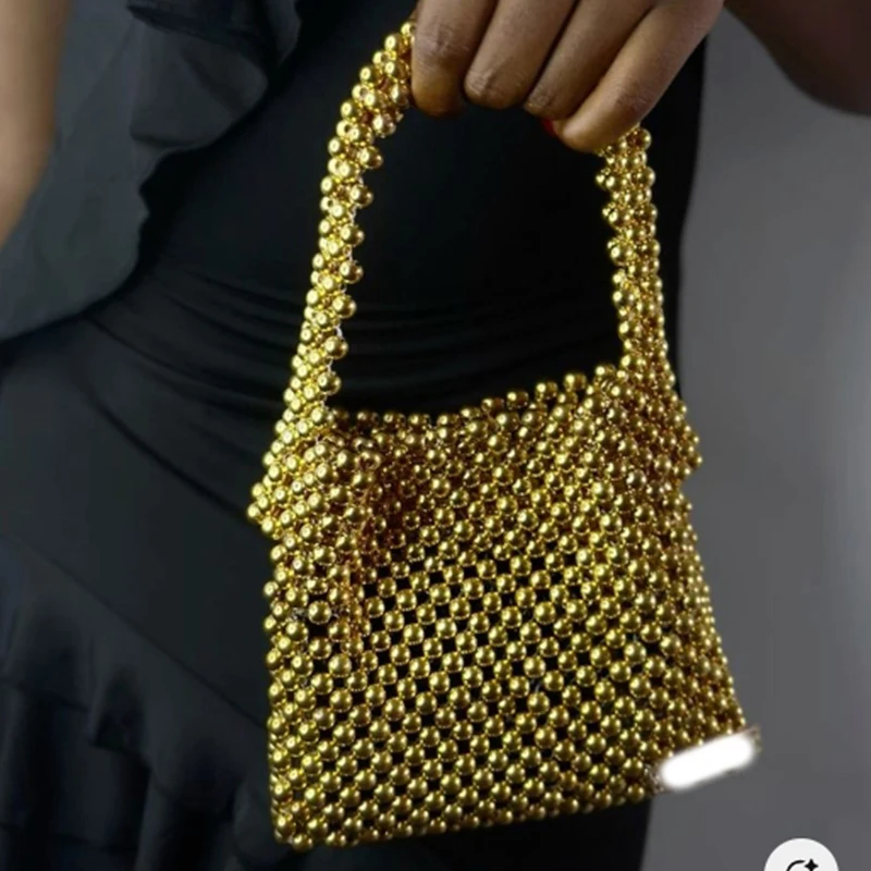 

New Casual Versatile Solid Color Women's Bag Acrylic Bead Handmade Handbags for Women Customizable Color Ins Design Bags