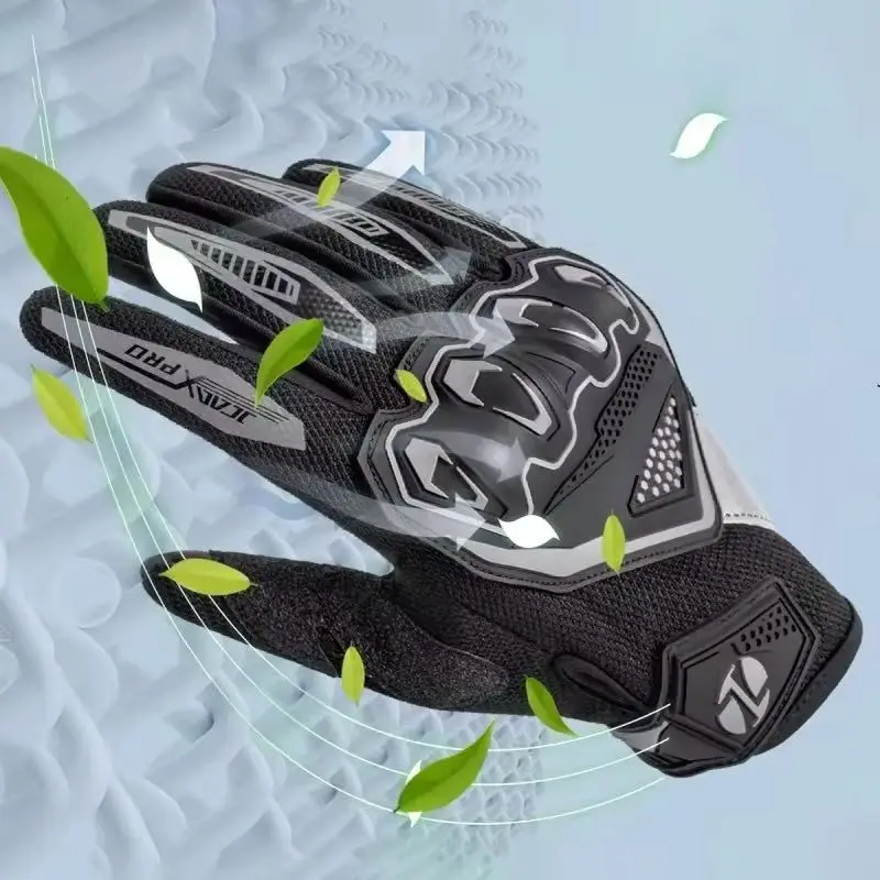 Breathable Touch Screen Summer Riding Gloves PVC Full Finger Lightweight Comfortable Unisex Guante Items for Motorcycle  Cycling