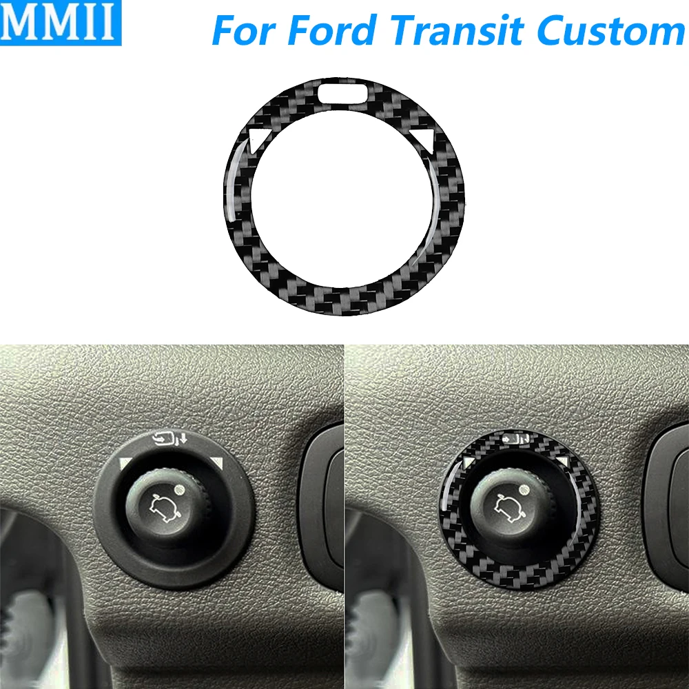 For Ford Transit Custom V363 2024 2025 Carbon Fiber Rearview Mirror Adjustment Knob Panel Cover Trim Car Accessories Sticker