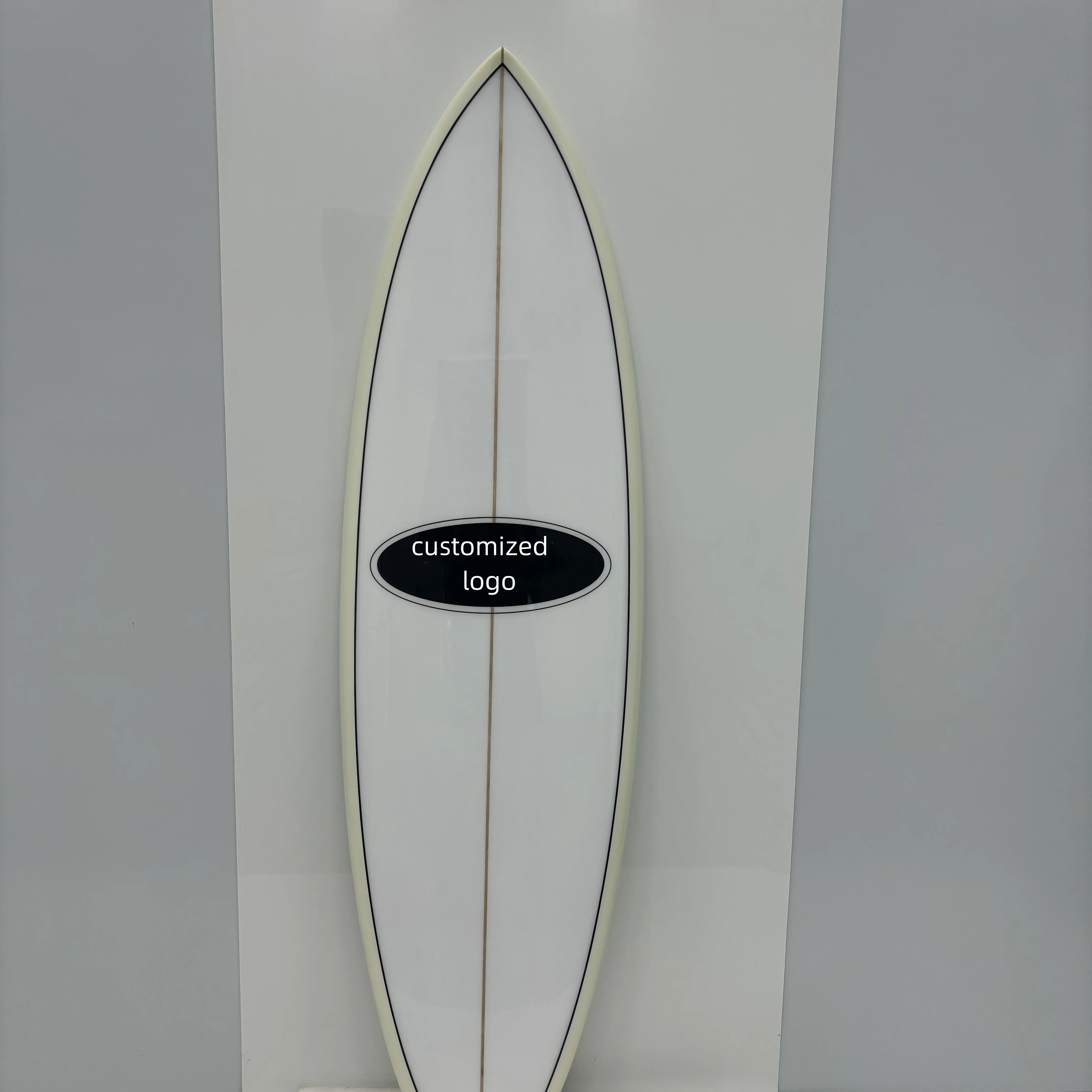 

6ft hard surfboard fiberglass unisex beige color with leash fins EPS foam core lake and river use