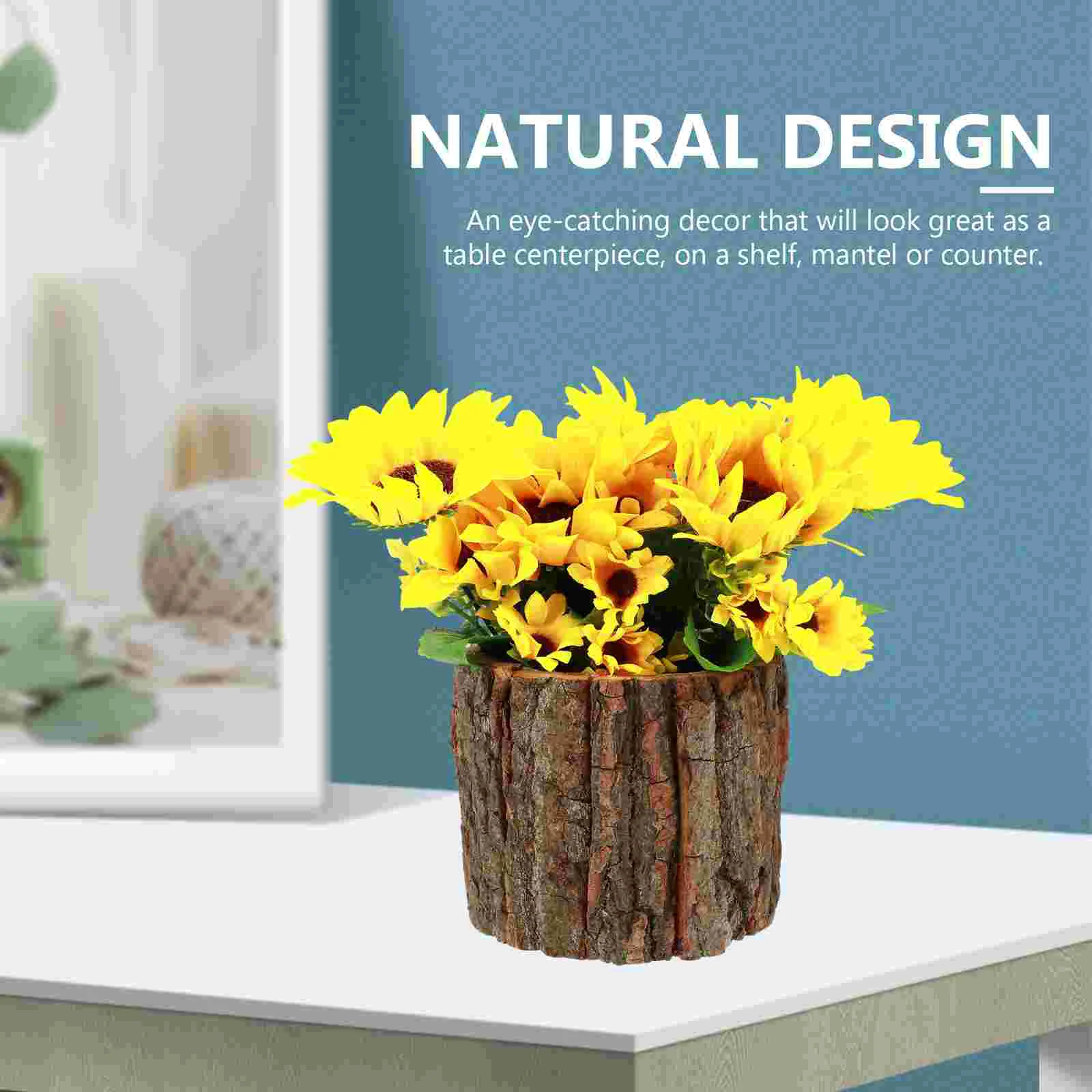 Planters Pastoral Style Waterproof Bark Flower Bucket Arrangement (short Style) Wooden Container Kettle Home Decoration Pot