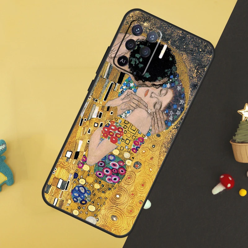 Estojo de pintura Gustav Klimt para OPPO, A78, A98, A58, A54, A74, A94, A76, A96, A5, A9, A52, A72, A77, A79, A53S, a57S, A15, A16, A17