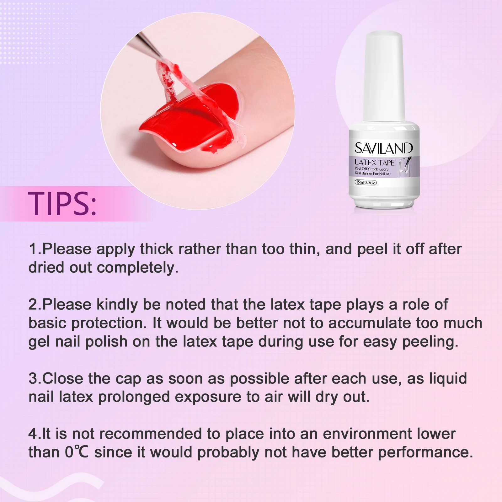 SAVILAND 15ML Nail Peel Off Liquid Anti-Overflow Glue Edge Latex Tape Peel Off Cuticle Guard Nails Finger Lacquer Protector