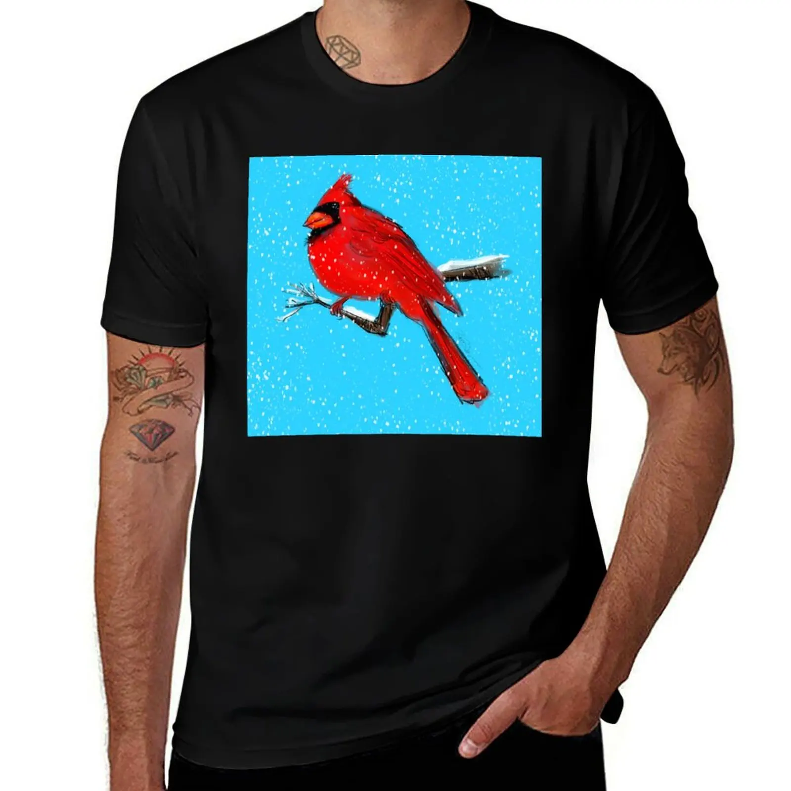 Red Cardinal T-Shirt Big Size Crew Neck T-Shirt