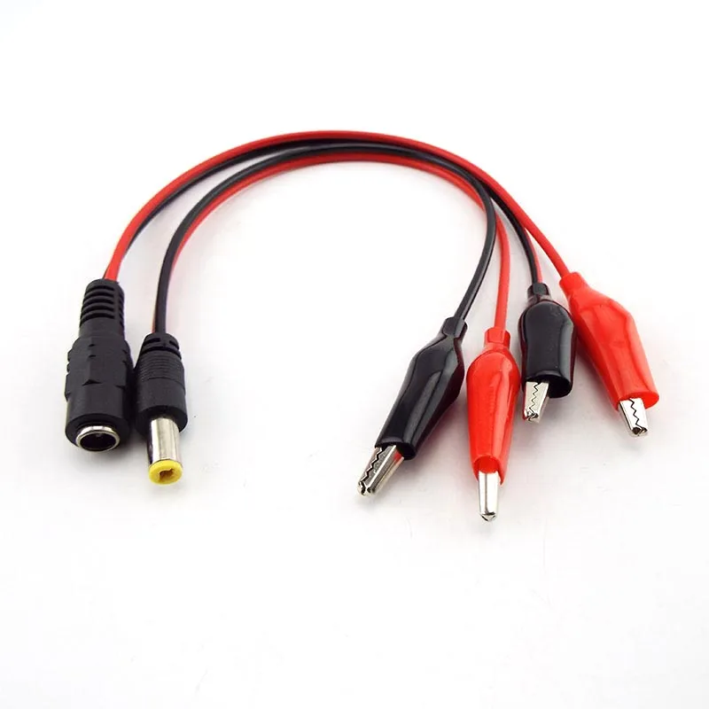 5.5MM 2.1MM dual head Crocodile Alligator Clip DC male jack female Power test cord Cable Wire line Connector To Male electrical