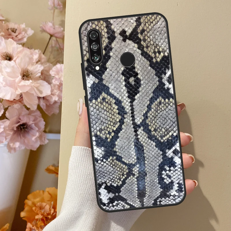 Python Snake Skin Cover For Huawei P30 Lite P40 P20 P50 Pro Nova 5T P Smart 2019 Case For Honor 50 10i 8X