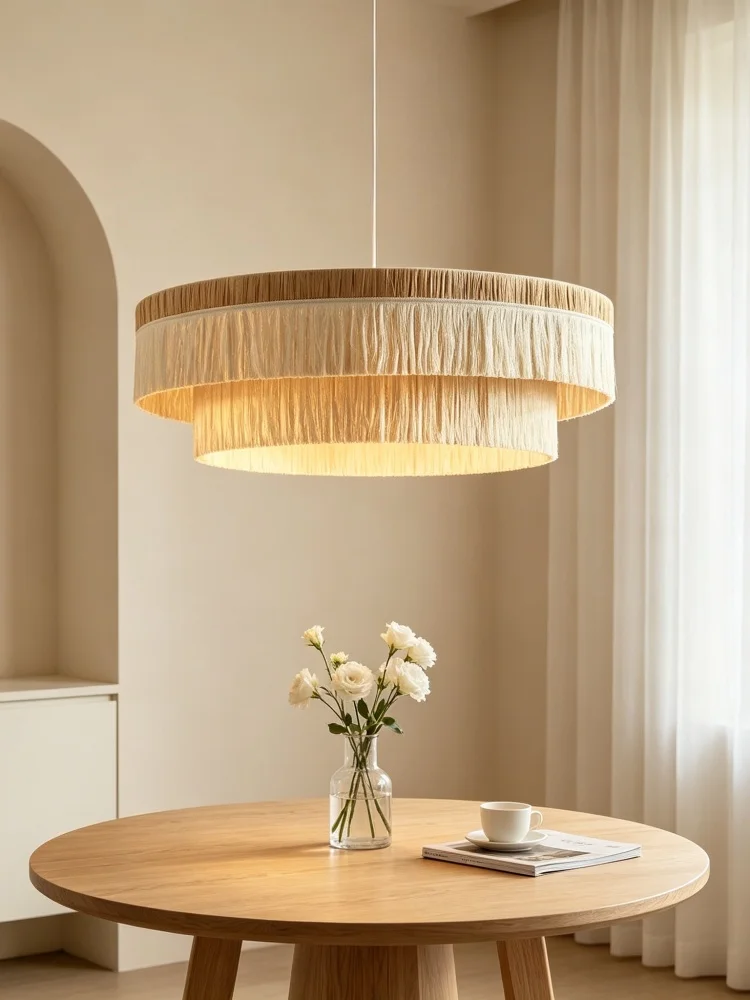 French Retro Tassel Pendant Light Vintage Living Room Bedroom Dining Room Light American Retro