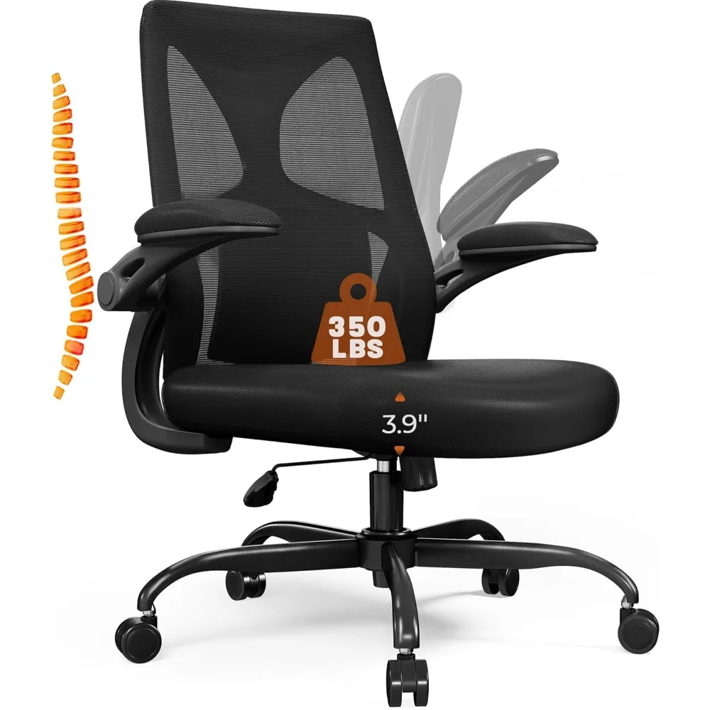 

Ergonomic Office Chair 350lbs Capacity - 3.9-inche Cushion and Tall Back Computer Desk Chair Breathable Mesh