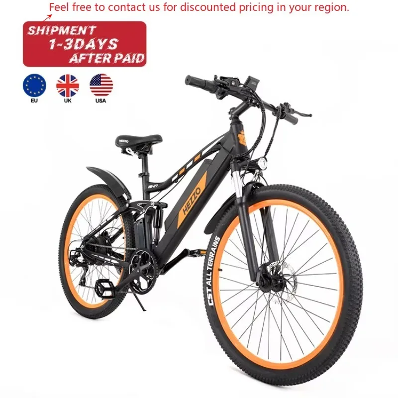 

2023 HEZZO 27.5x2.35 7 Speed Electric Bicycle 48V 500W Hub Motor 15AH Powerful Emtb Mountain Electric Bike Ebike