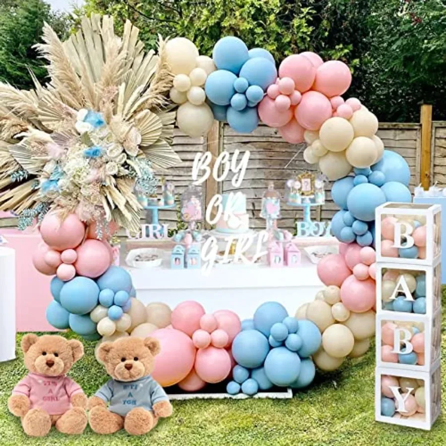 

Gender Reveal Decorations Party Set - 176pcs Pink and Blue Balloons Arch Kit, Baby Box with Letters for Gender Reveal Decor Par