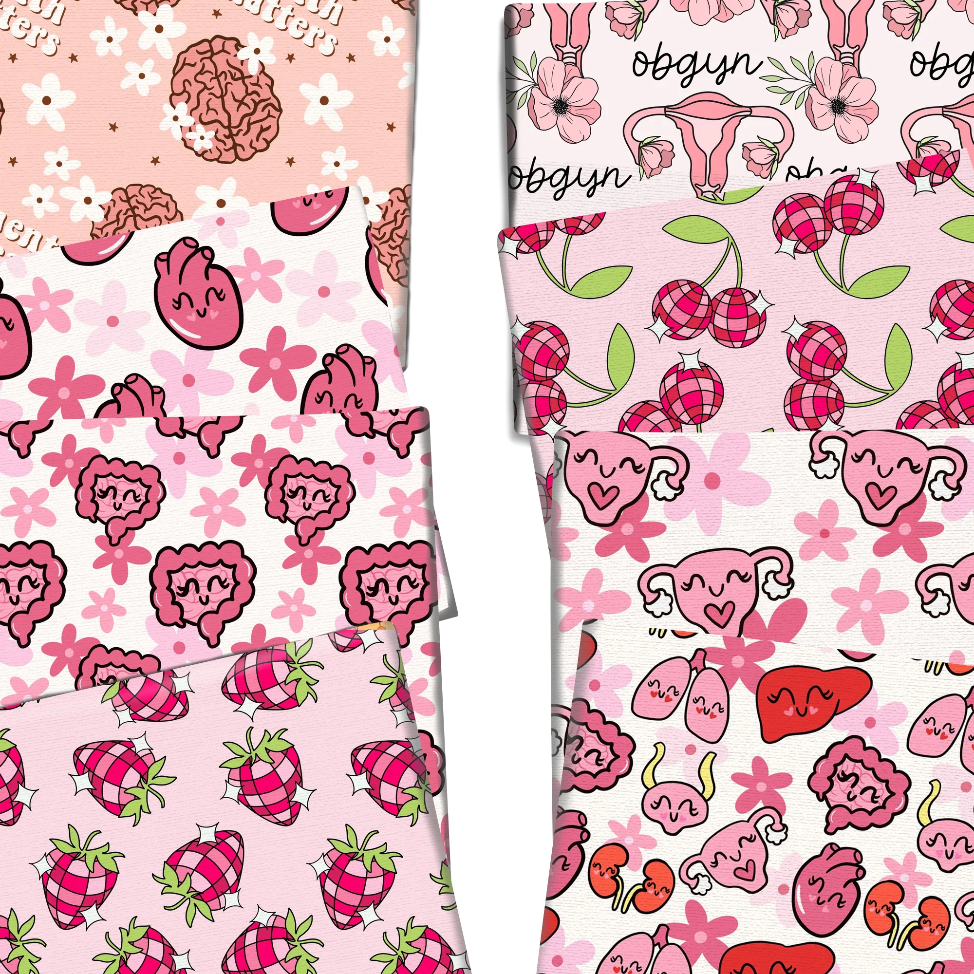 50*145cm poliestrowa tkanina bawełniana pielęgniarka organem mózgu projekt medyczny DIYE Patchwork do tkaniny szycie odzieży do odpychania tkanki