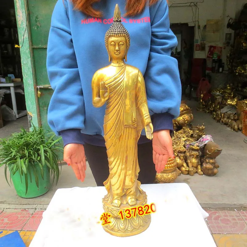 70cm large Thailand HOME Temple Shrine Patron saint efficacious bless copper golden Buddha  FENG SHUI art statue