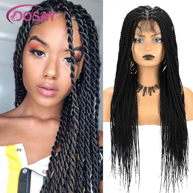 

26" Synthetic Lace Front Braided Wigs Box Cornrow Braid Wig Full Lace 36" Twisted Braids Braiding Hair Wig For Black Women Dosay