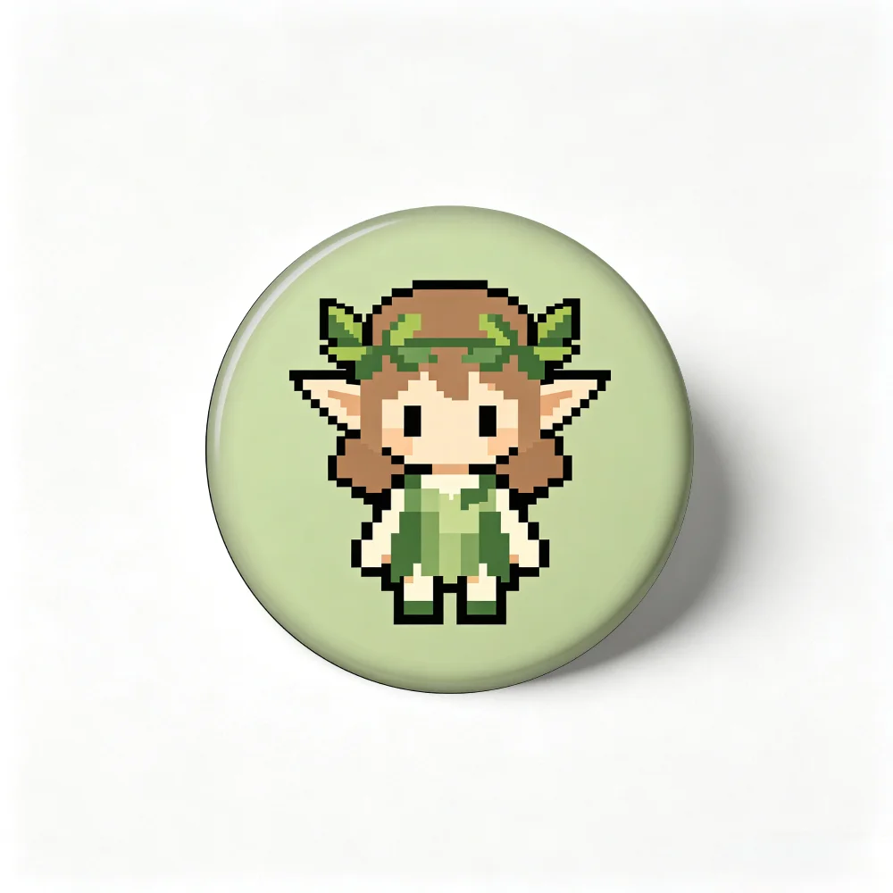 Anime Pins Lapel Pin, Cute Green Pixel Elf Character Badge, Trendy Collectible Brooch Jewelry Gift