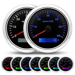 0-6000RPM Tachometer Car Gauge Motorcycle Universal Digital Taco Meter Waterproof 85mm Speedometer for 2/4/6/8/10/12 Cylinders