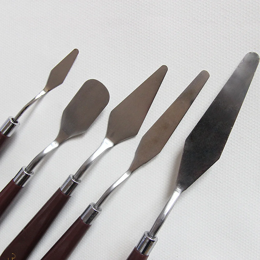 

1Set Oil Paint Scraper Set Premium Stainless Steel Plastic Handle 5 Shapes Artist Color Mixing Tools Scraper Spatula