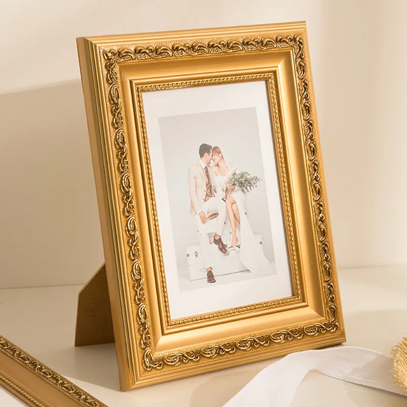 Family Portrait Solid Wood Photo Frame Table European Light Luxury Wedding Photo 6/7/8/10inch A4 Wall Hanging Frame