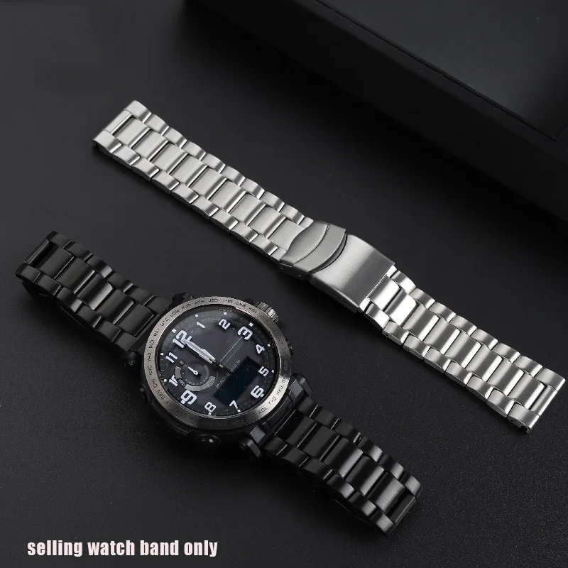 For Casio PROTREK Series Watch Chain PRW-60YT PRW-70/50/30 PRW-6900Y stainless steel strap 23mm Black silver Bracelet