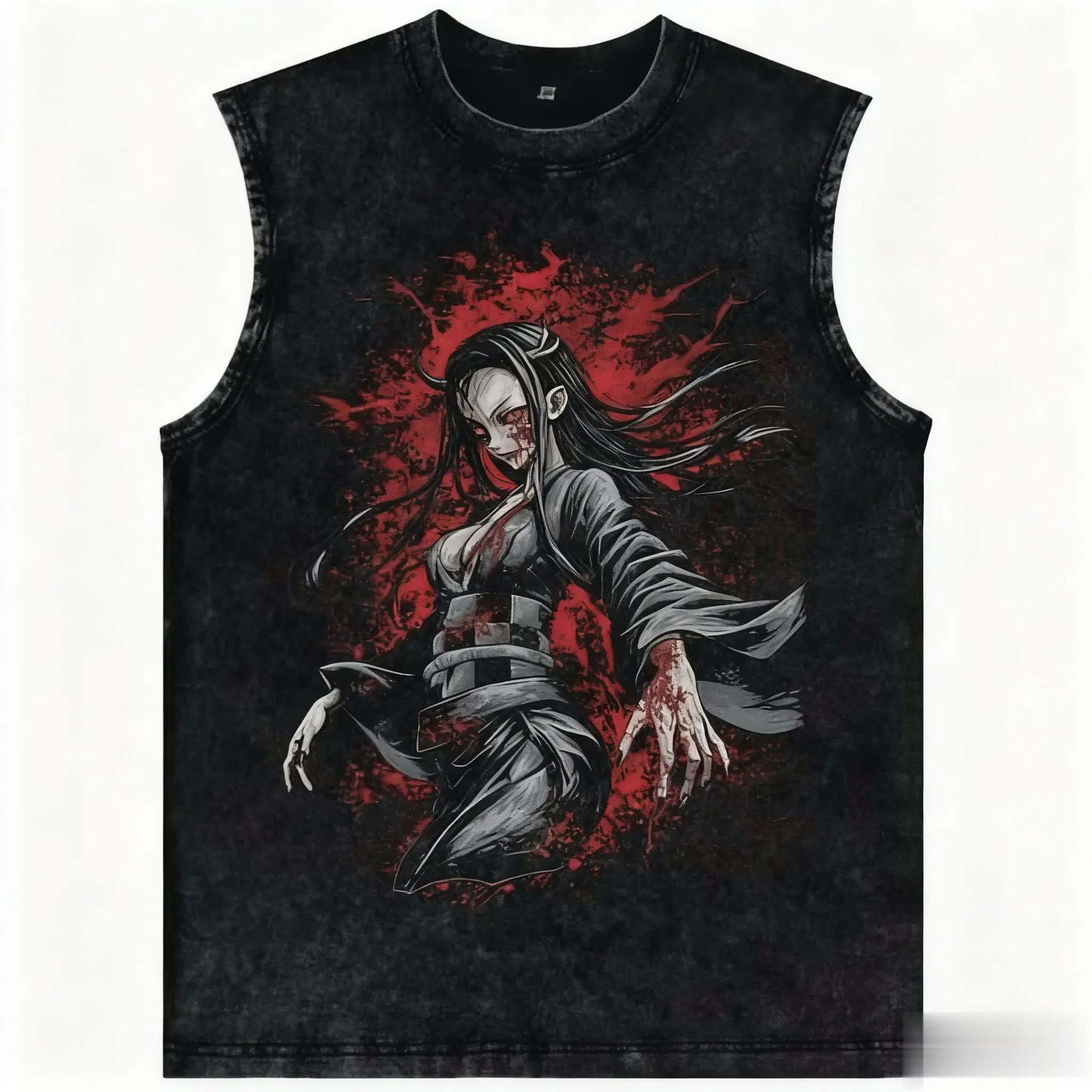 Dämon Slayer Kamado Nezuko Übergroßen Gym Weste Mann Frauen Tank Top Vintage Waschen Ärmelloses T-shirt Harajuku Streetwear Neue Trendy