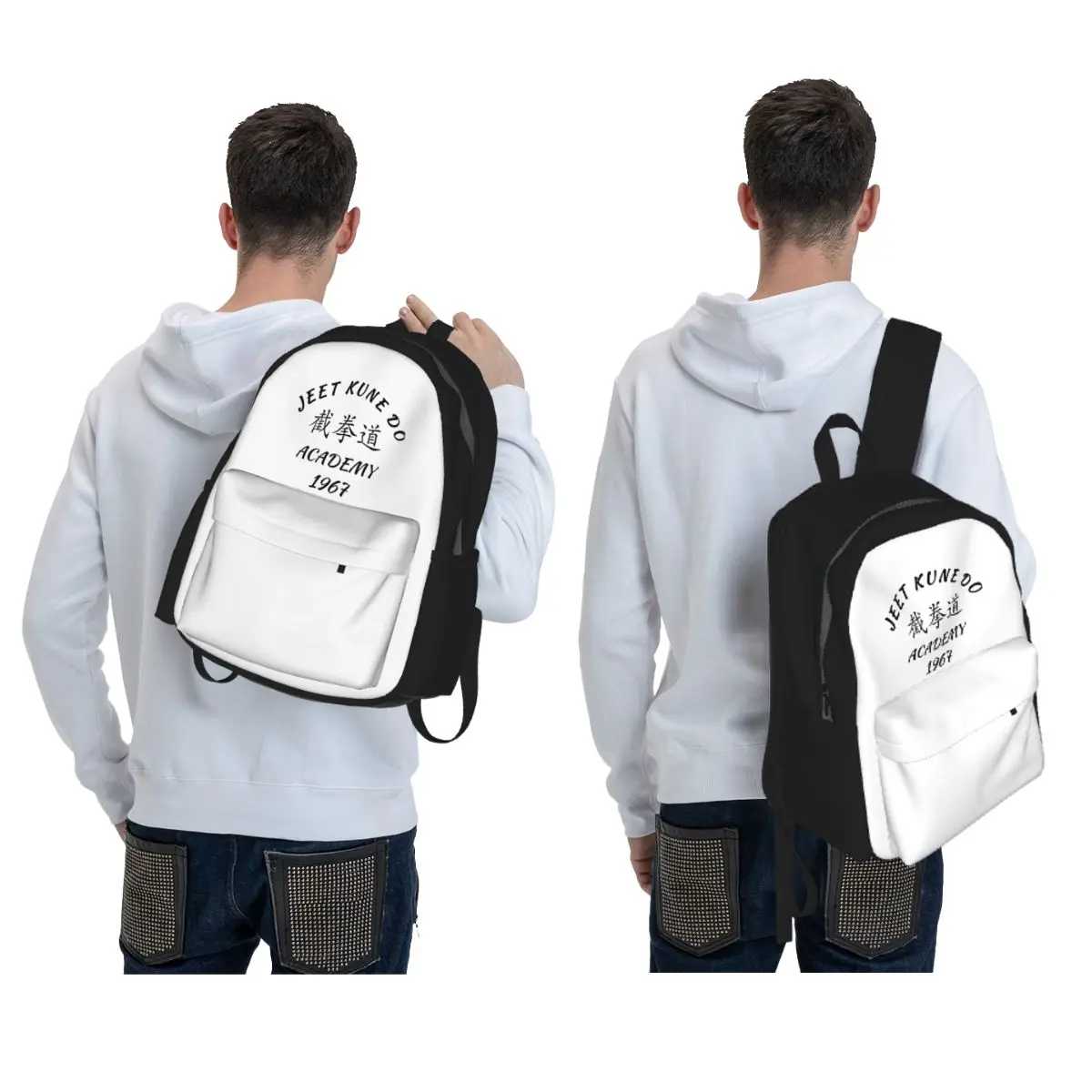 Jeet Kune Do Shirt Martial Arts JKD Academy Backpack Boys Girls BookBag Kids School Bag Laptop Shoulder Bags for Men Women