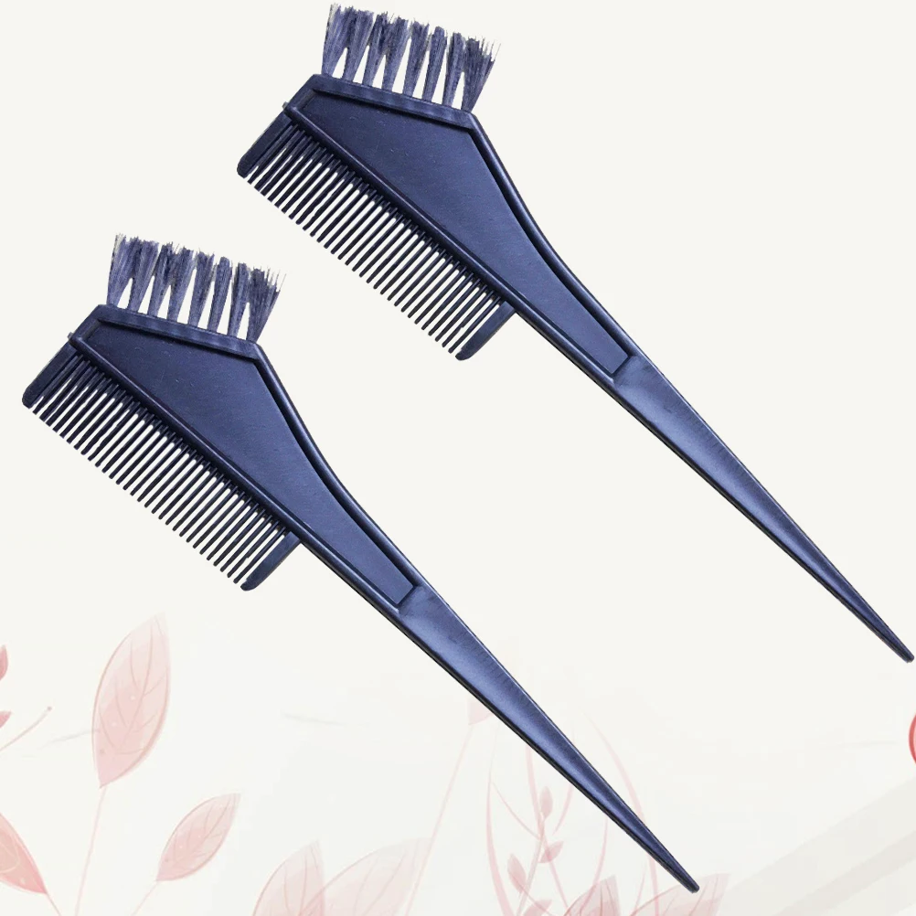 

2pcs Hair Dye Comb Soft Brush Plastic Delicate Design Two in One Easy Use Hair Coloring Salon Blerach Tinting Black Hairdressing