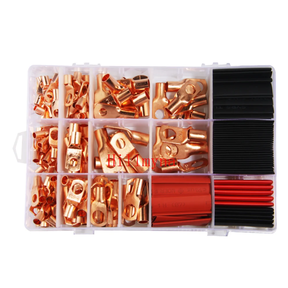 120PCS Copper Wire Lugs Battery Cable Lug Terminal Connectors Assortment Kit