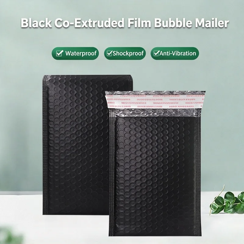 50pcs Black Co Extruded Film Bubble Bag Suitable For Envelope Mailing And Express Packaging Self Adhesive Gift Packaging Bag