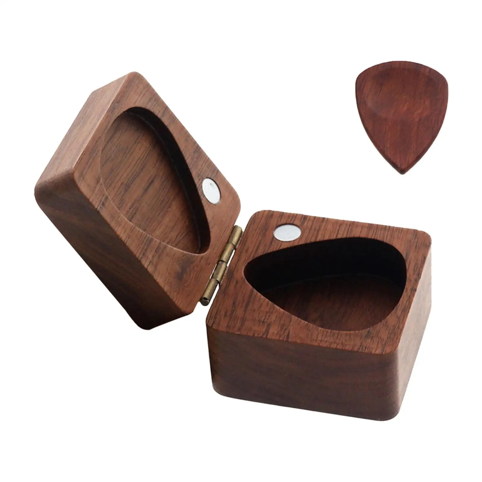 Wooden Guitar Picks Case Sturdy Handmade for Guitarist Musician Gift Guitar Pick Box Holder Organizer Triangle Guitar Picks